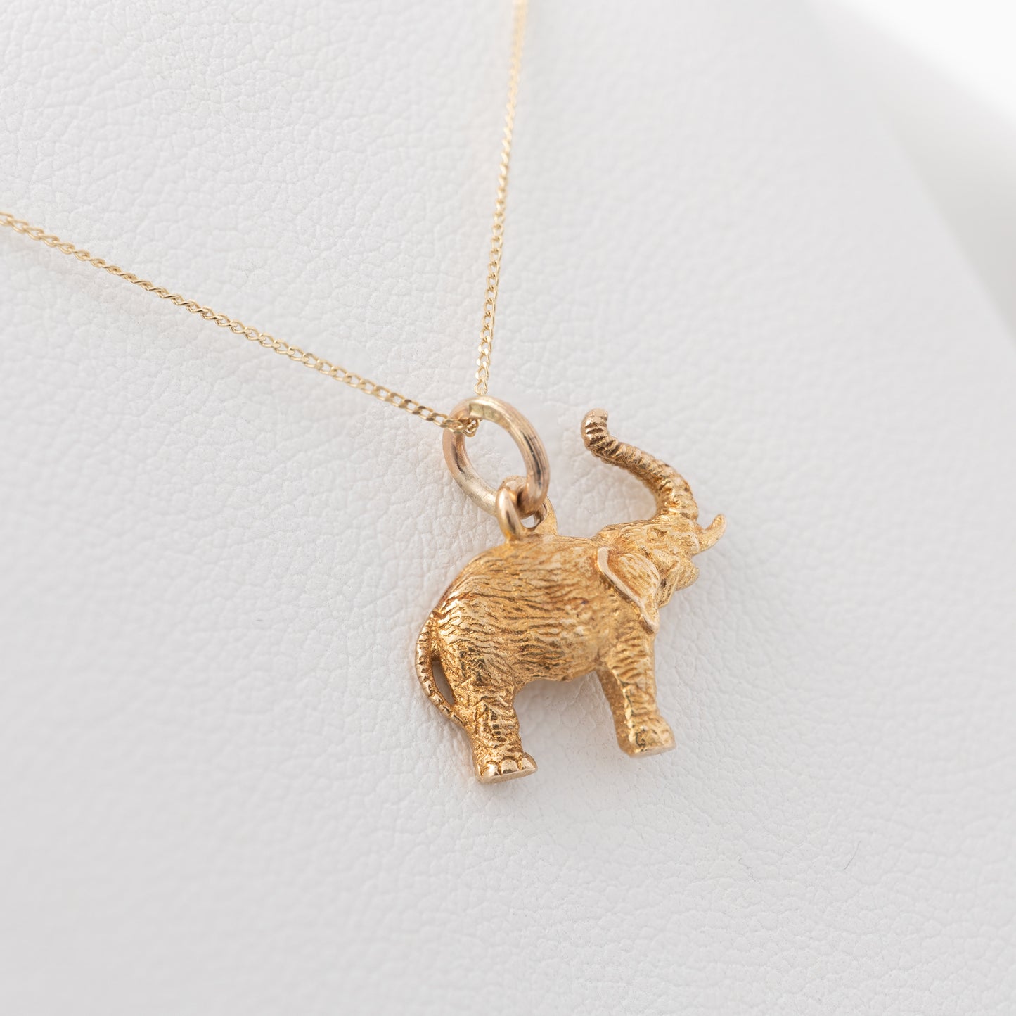 lucky gold elephant charm necjlace close up 