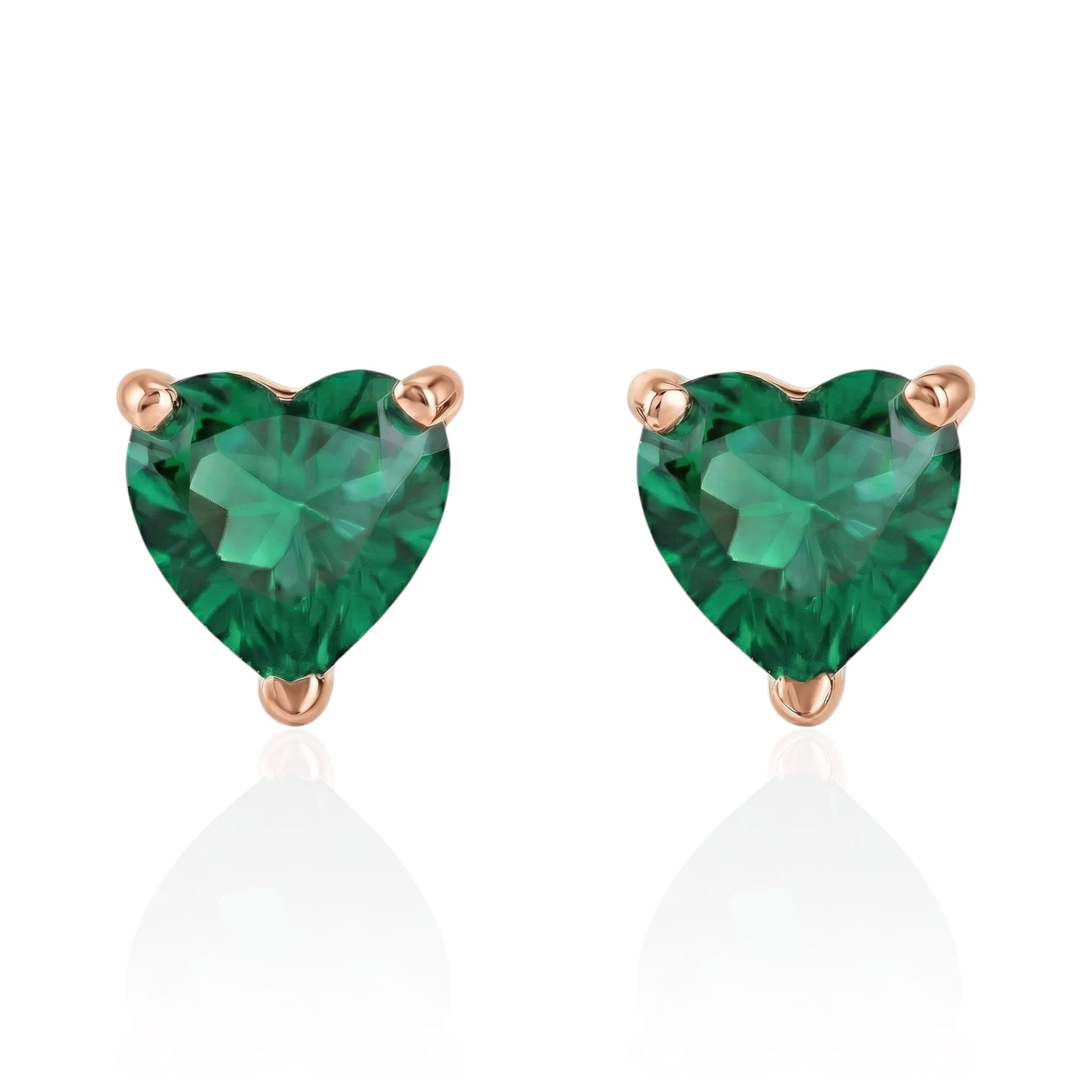 新品・未使用【GODSIZE】ROSE STUD w/emerald Shining Jewel Traditional CZ and American Diamond Studded Rose Gold Pl
