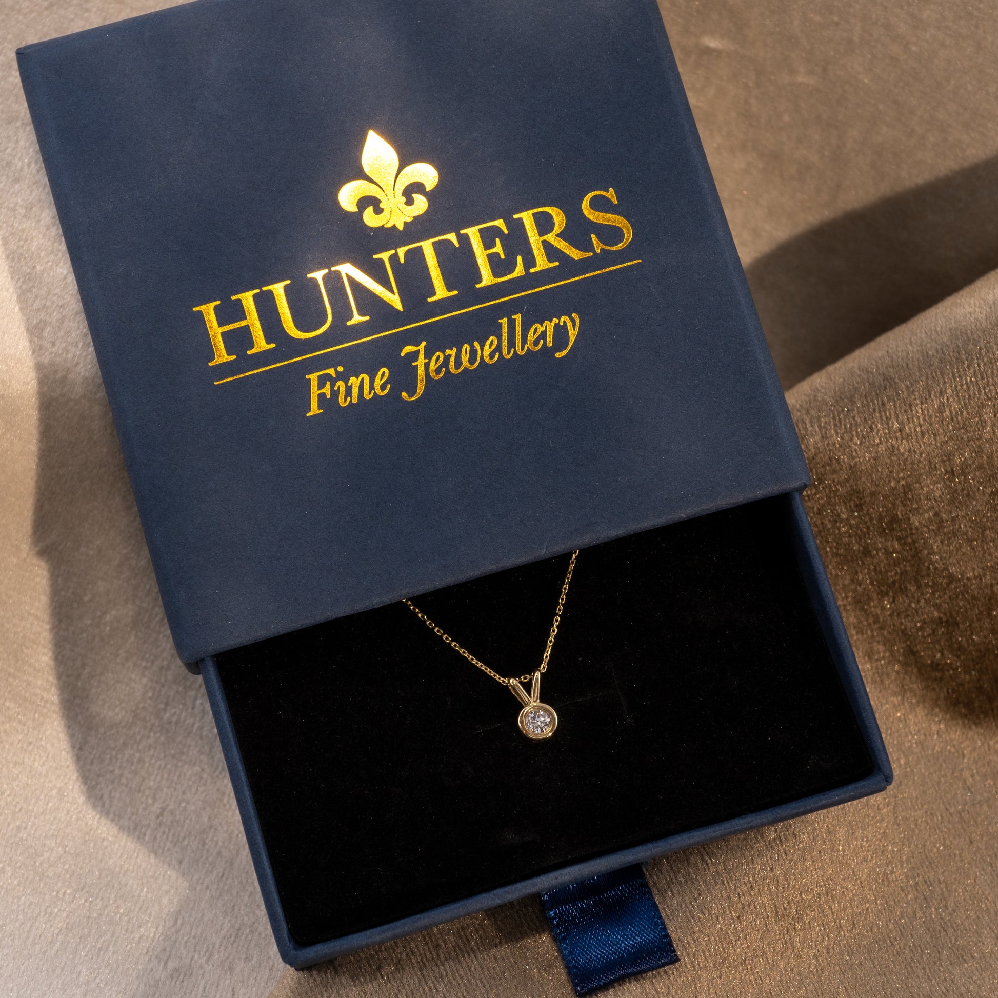 Small Diamond V Bale Pendant 9ct Yellow Gold - Hunters Fine Jewellery