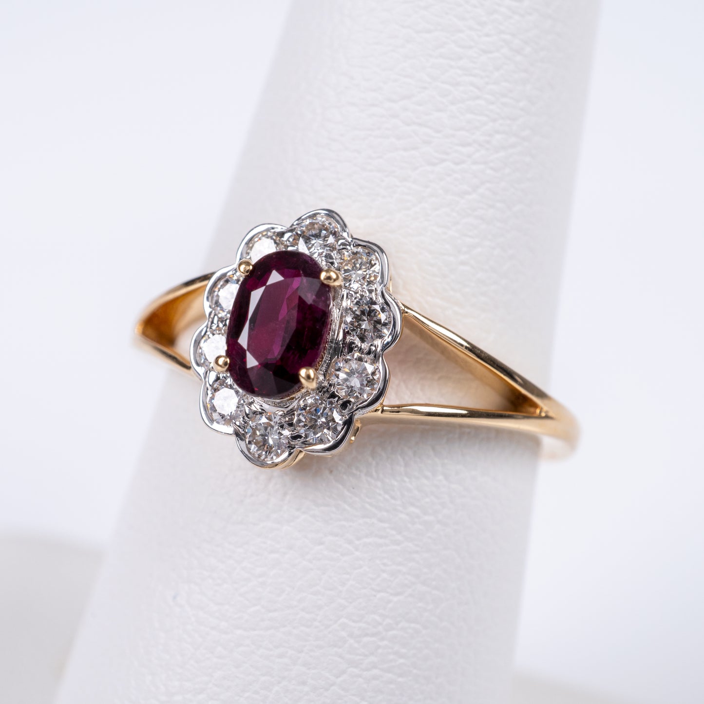 Fine Quality Certified Ruby Diamond Halo Ring 18K Gold-Gemstone Rings-Hunters Fine Jewellery