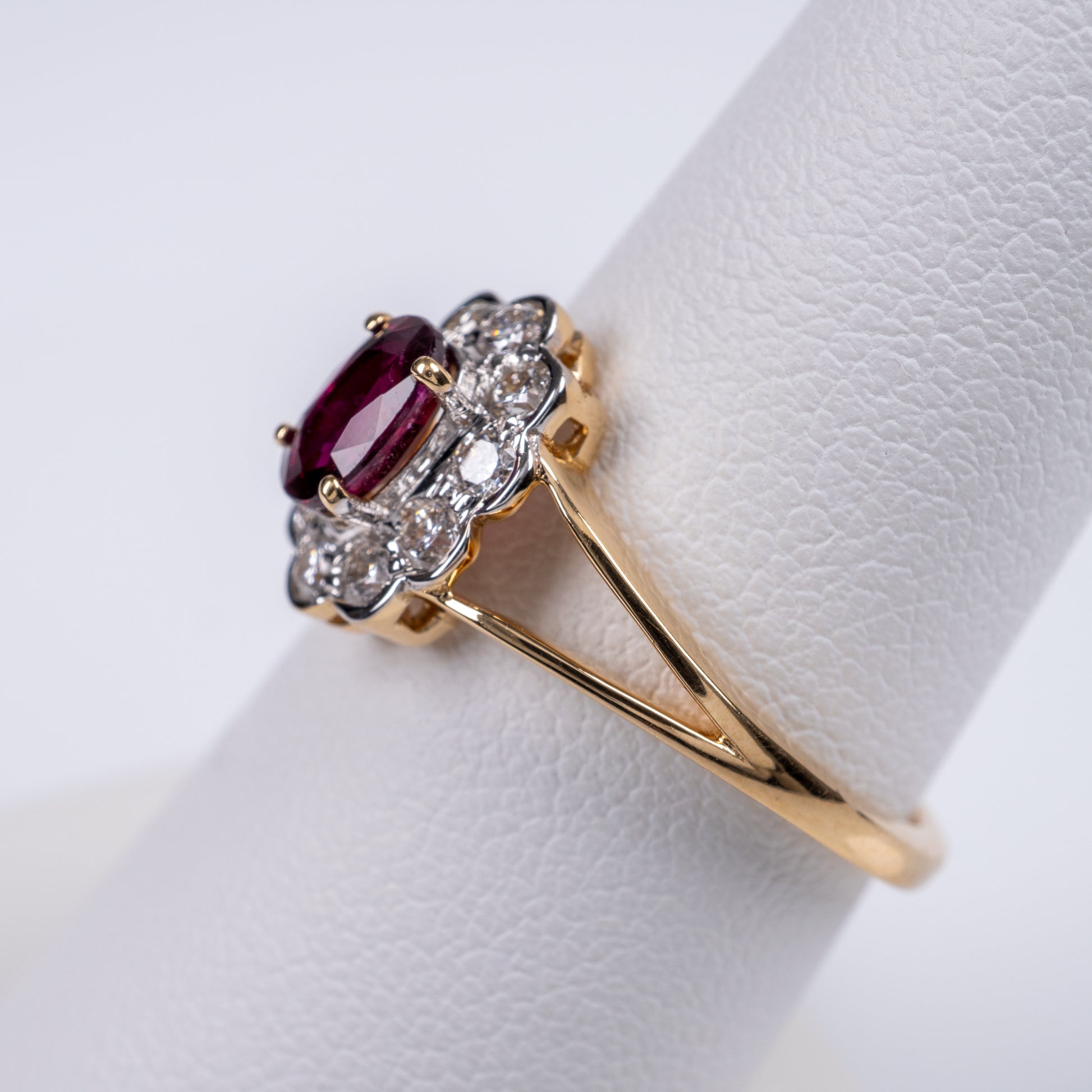 Fine Quality Certified Ruby Diamond Halo Ring 18K Gold-Gemstone Rings-Hunters Fine Jewellery