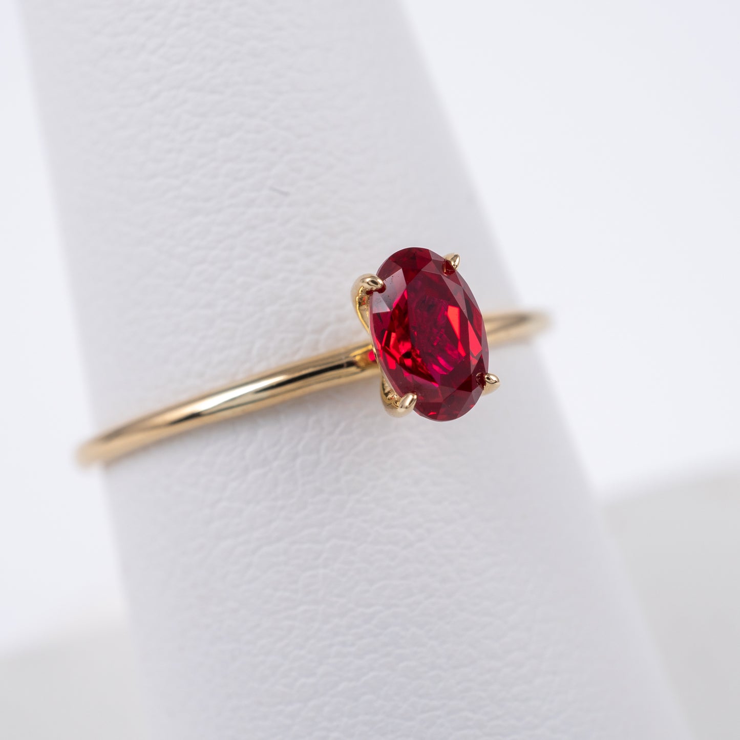 9ct Yellow Gold Lab Grown Ruby Thin Ring - Hunters Fine Jewellery