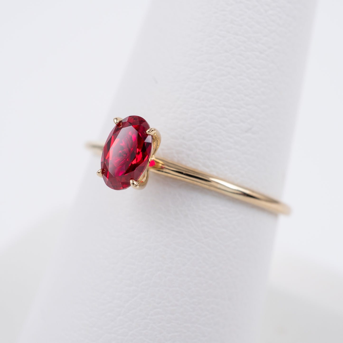 9ct Yellow Gold Lab Grown Ruby Thin Ring - Hunters Fine Jewellery