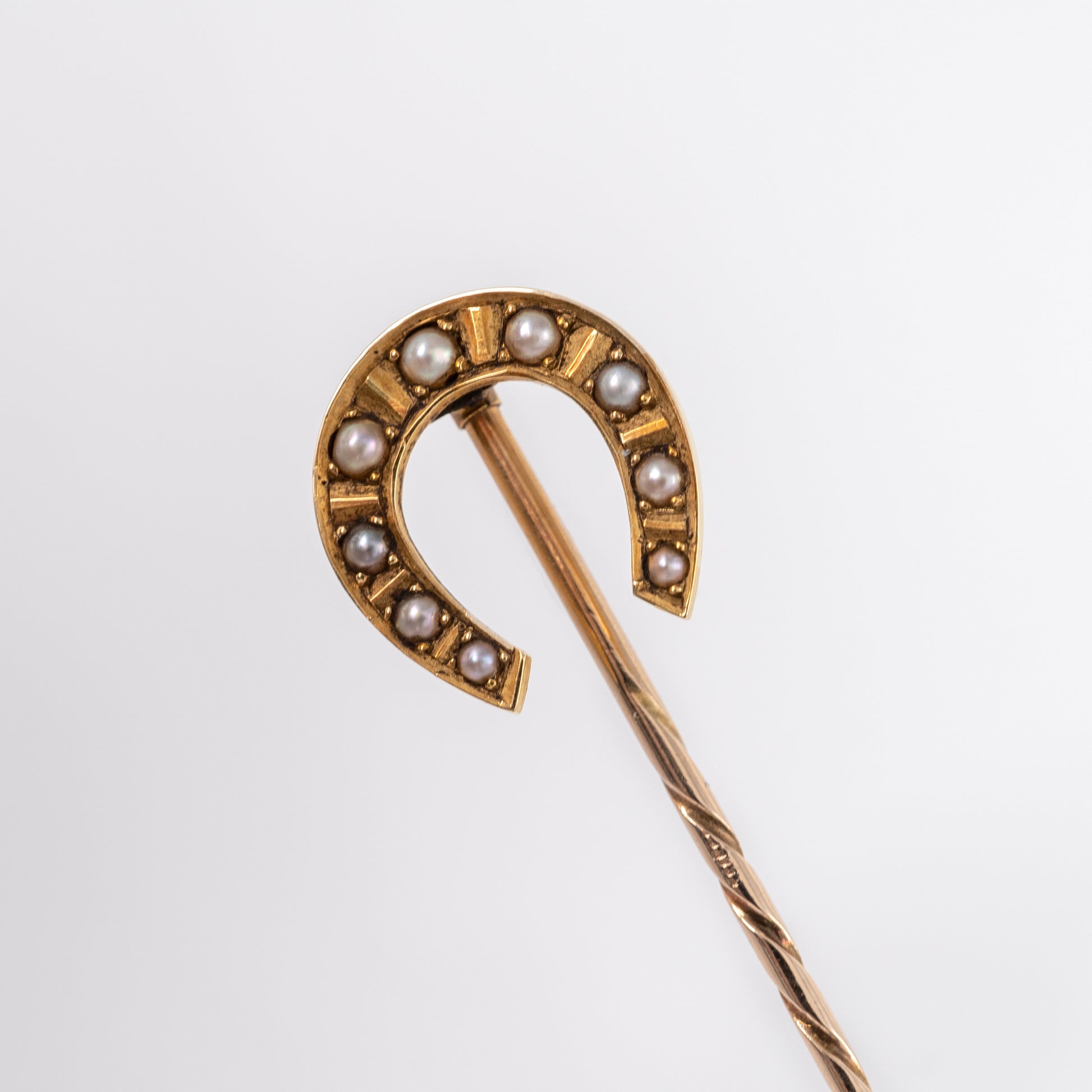 Antique 15ct Gold Pearl Horseshoe Pin circa 1910 - Hunters Fine Jewellery
