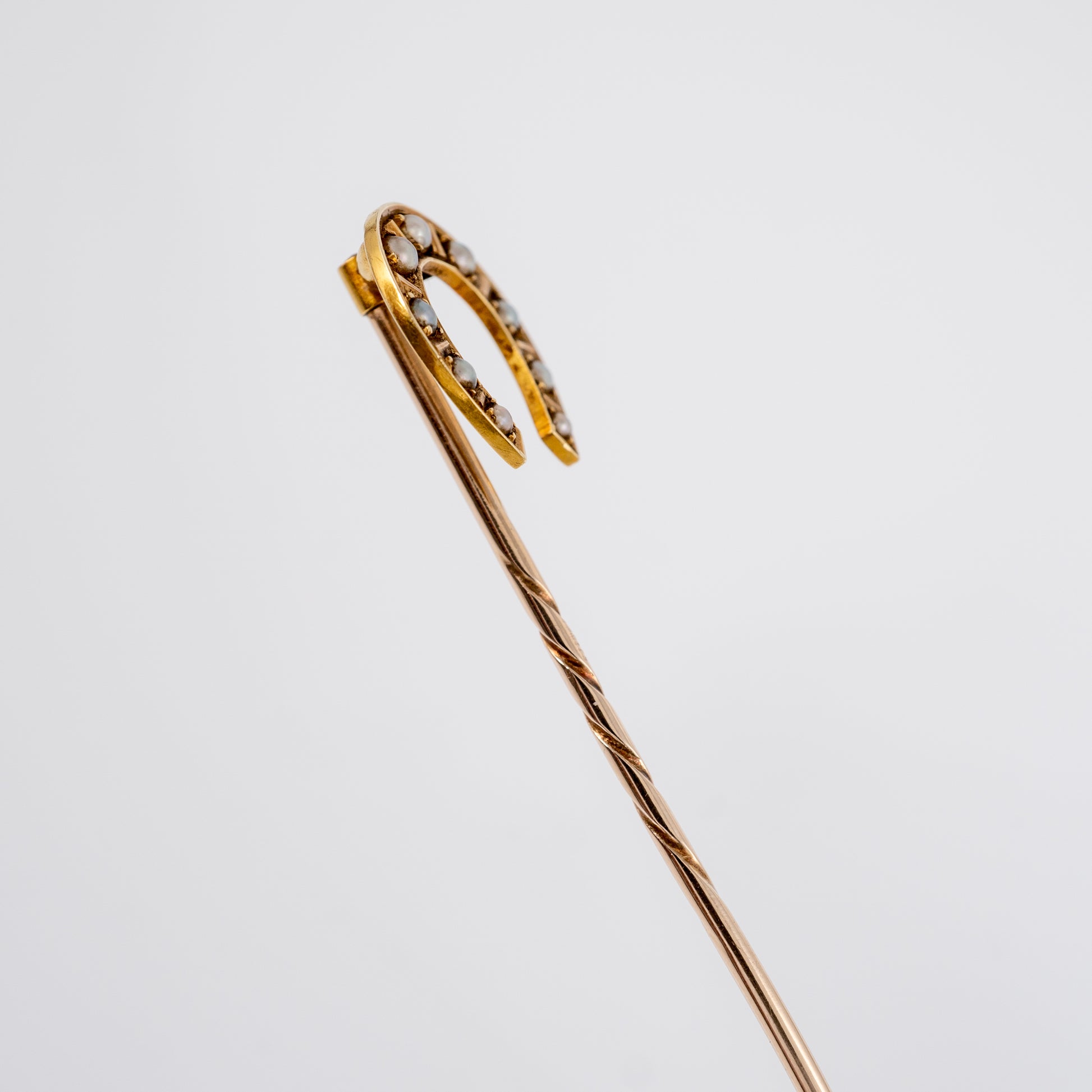 Antique 15ct Gold Pearl Horseshoe Pin circa 1910 - Hunters Fine Jewellery