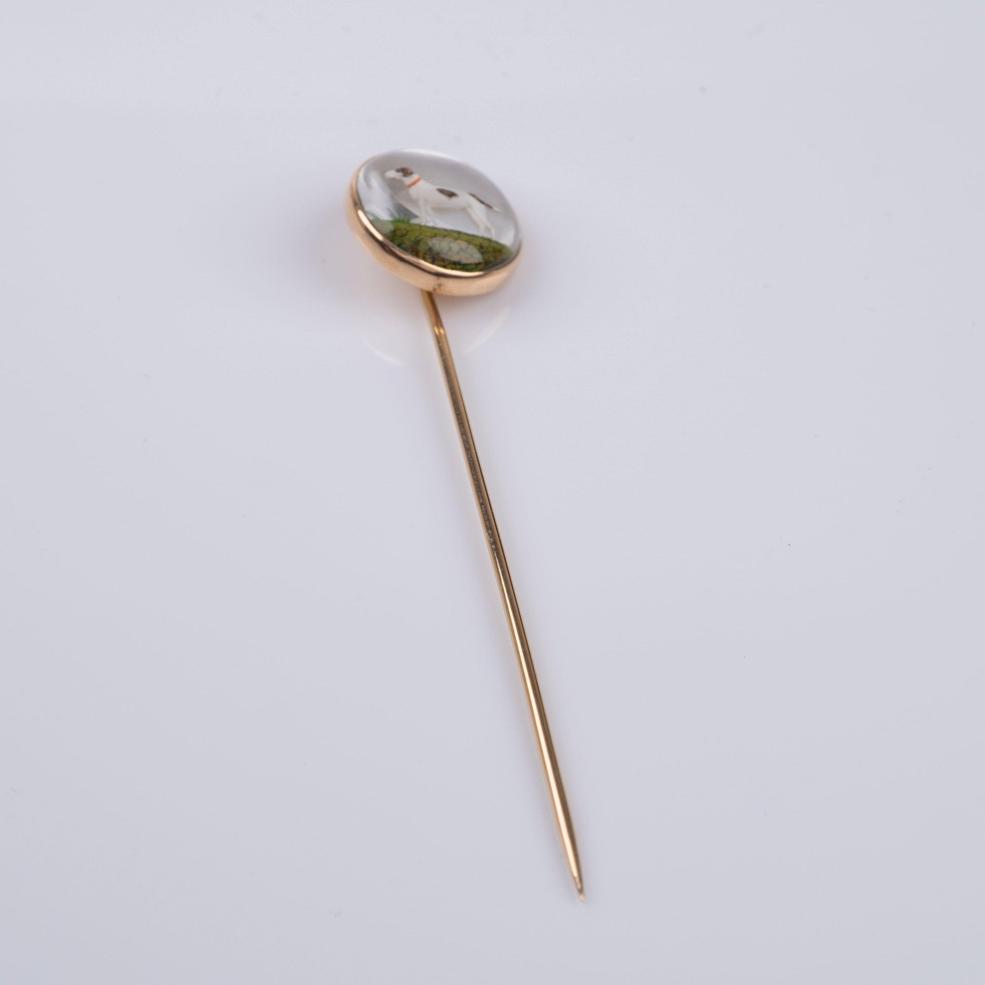 Antique Essex Crystal Pointer Dog Lapel Stick Pin Circa 1900-Brooches & Lapel Pins-Hunters Fine Jewellery