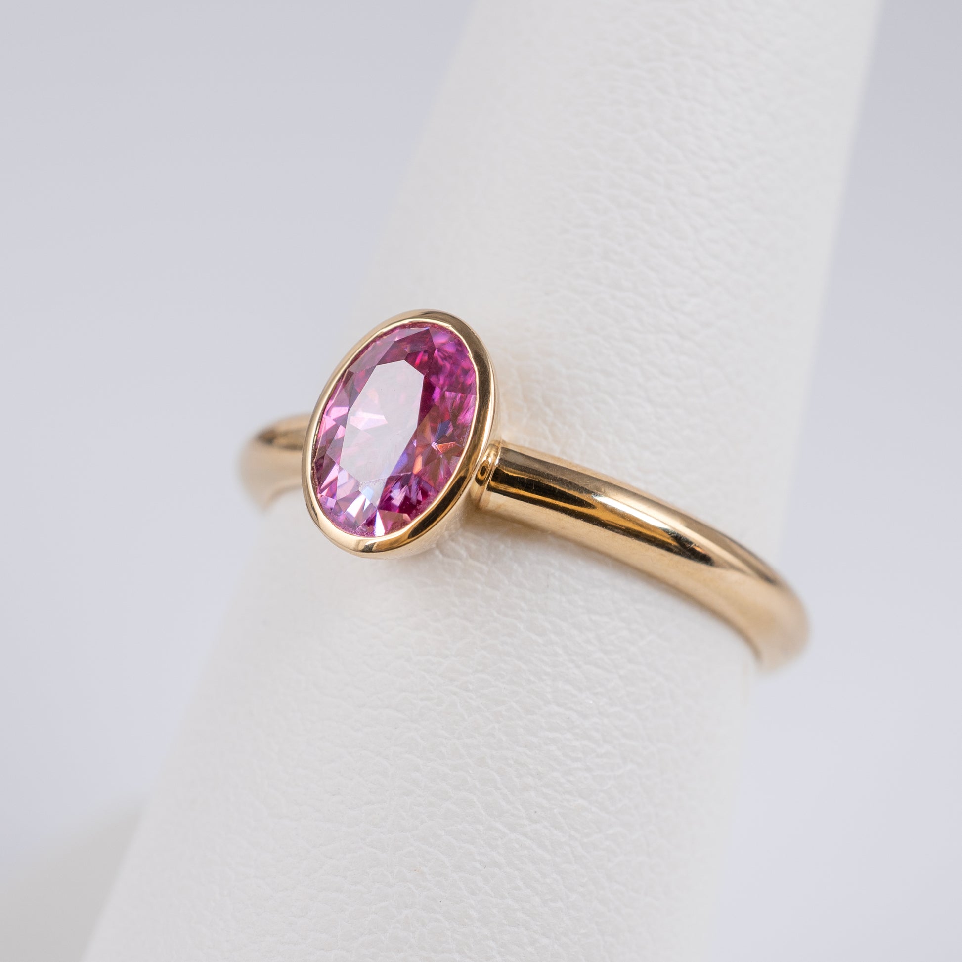 pink moissanite oval ring