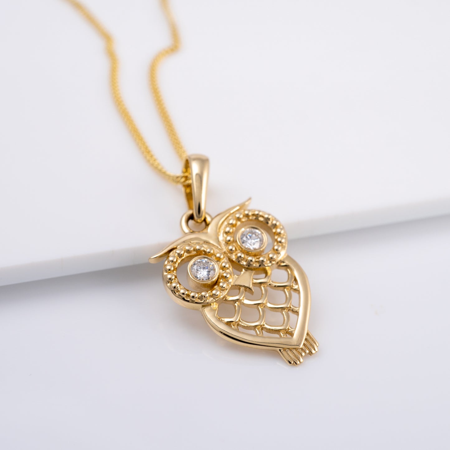 solid gold owl necklace