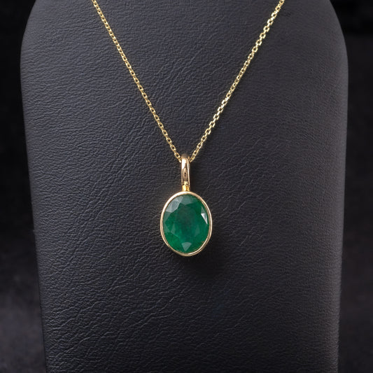 oval emerald necklace 14k gold