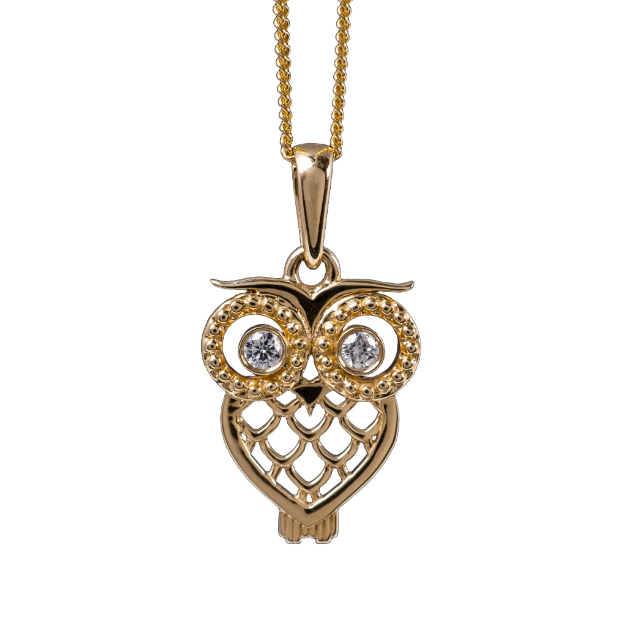 Hunters Fine Jewellery Diamond Eyes Owl Pendant Necklace 9ct Gold ...