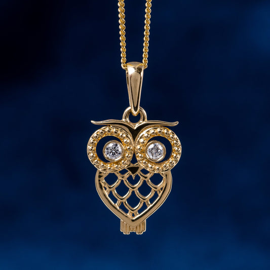 gold owl pendant hunters fine jewellery
