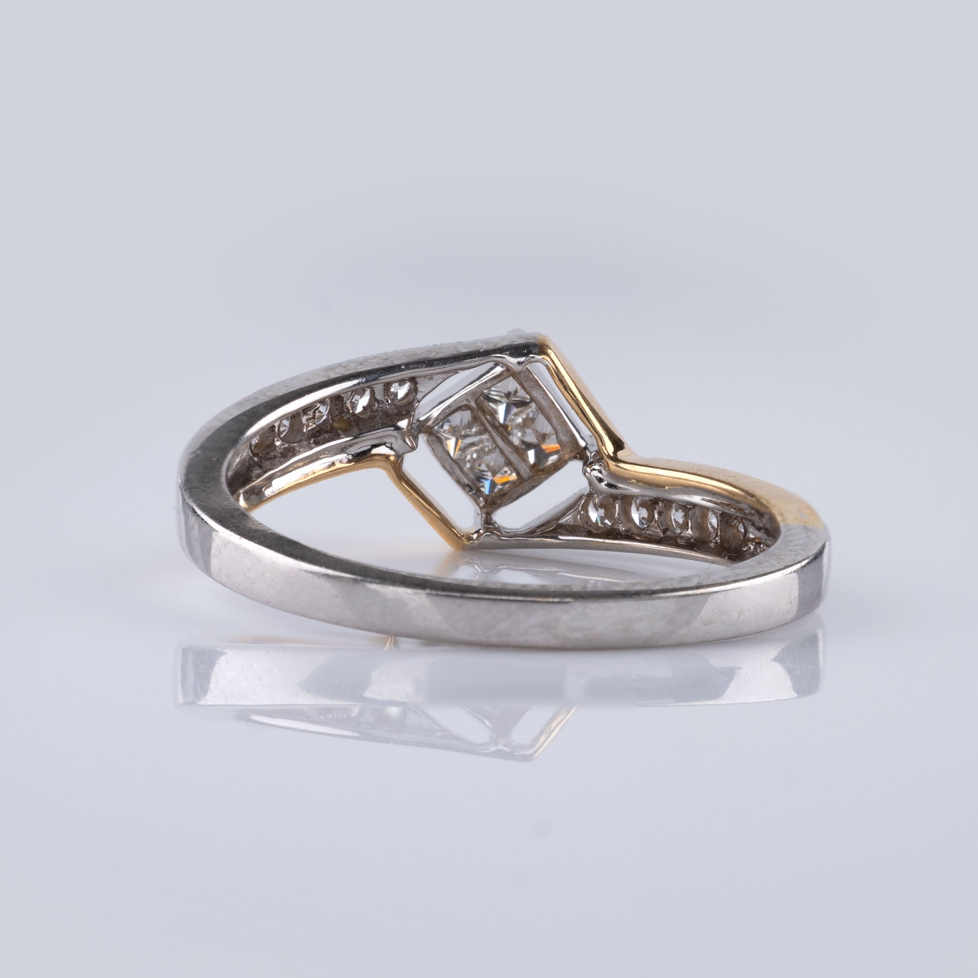 Two-Tone 18K Gold Diamond Ring Modern Geometric Setting-Diamond Rings-Hunters Fine Jewellery