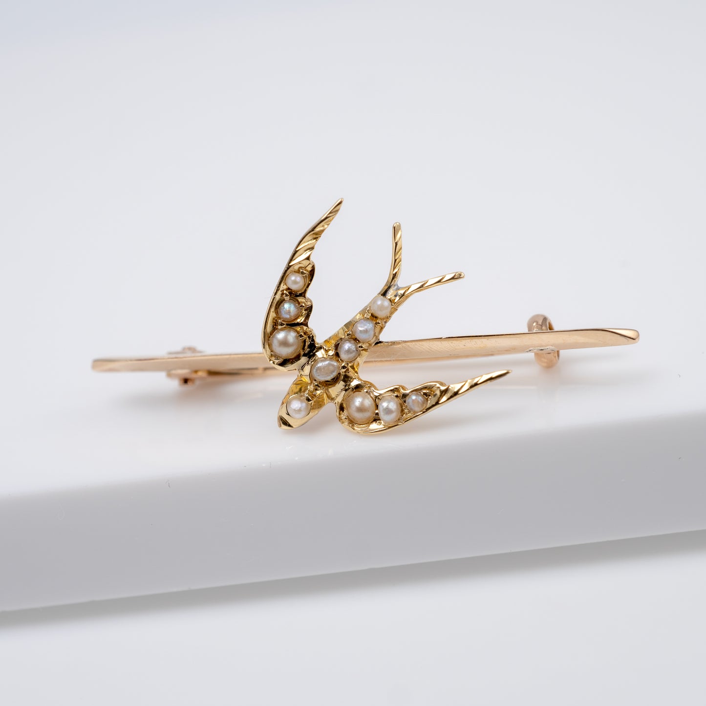 Antique Swallow Bird Pin With Pearls - Hunters Fine Jewellery