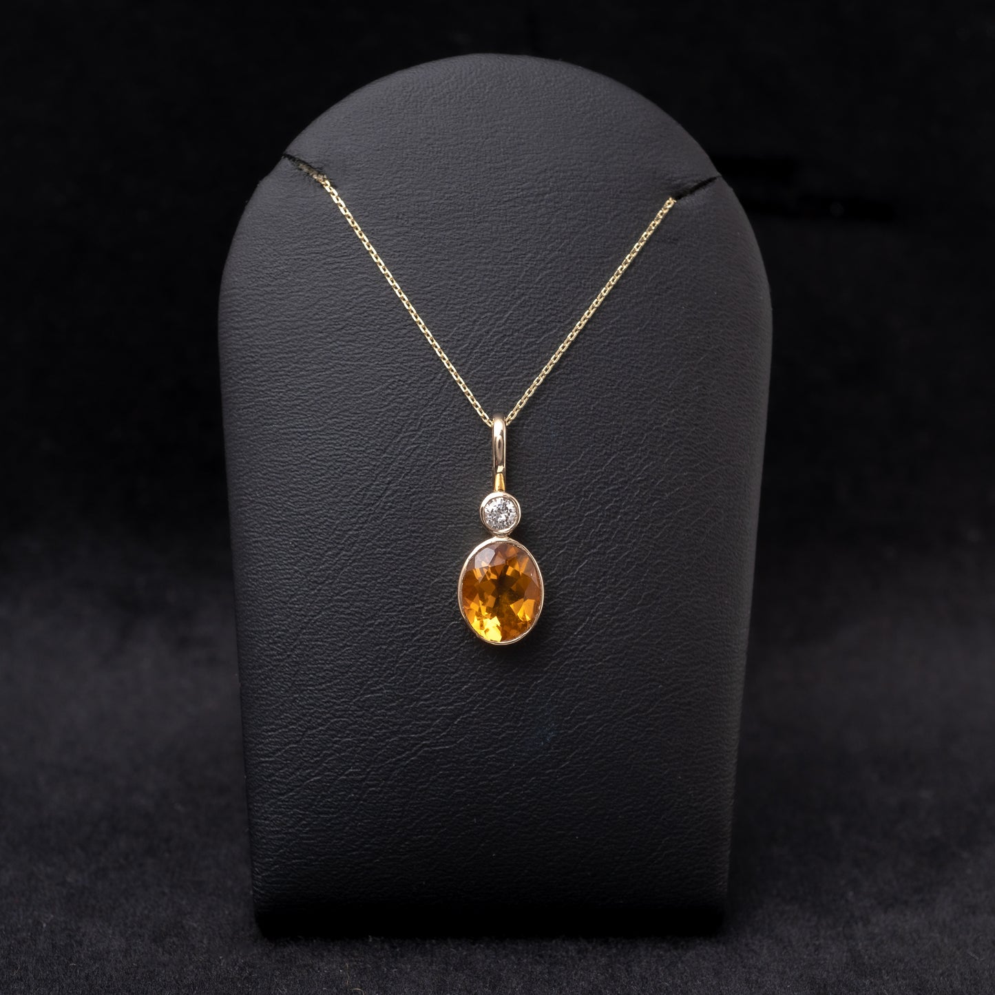 oval gold citrine pendant