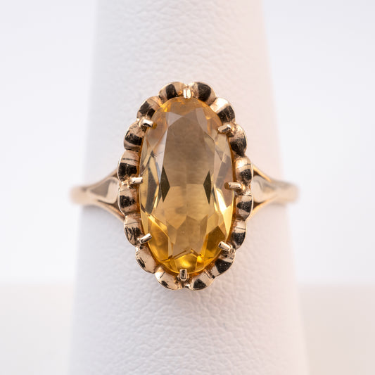 Vintage 9ct Gold Citrine Solitaire Ring - Hunters Fine Jewellery