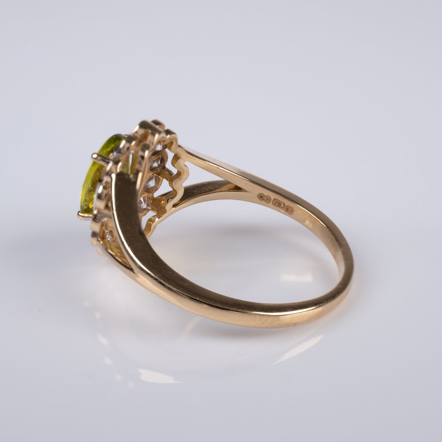 Certified Chrysoberyl Diamond Halo Ring 18 Karat Yellow Gold-Gemstone Rings-Hunters Fine Jewellery