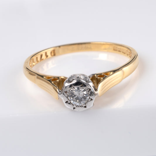 Ladies Pre-Owned 18k Gold Diamond Solitaire Ring Size M 1/2 - Hunters Fine Jewellery