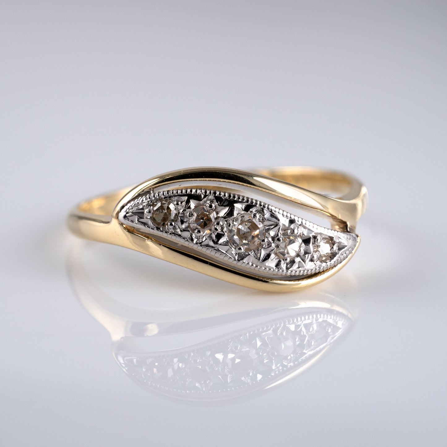 Vintage 18ct & Platinum Five Stone Diamond Ring-Diamond Rings-Hunters Fine Jewellery