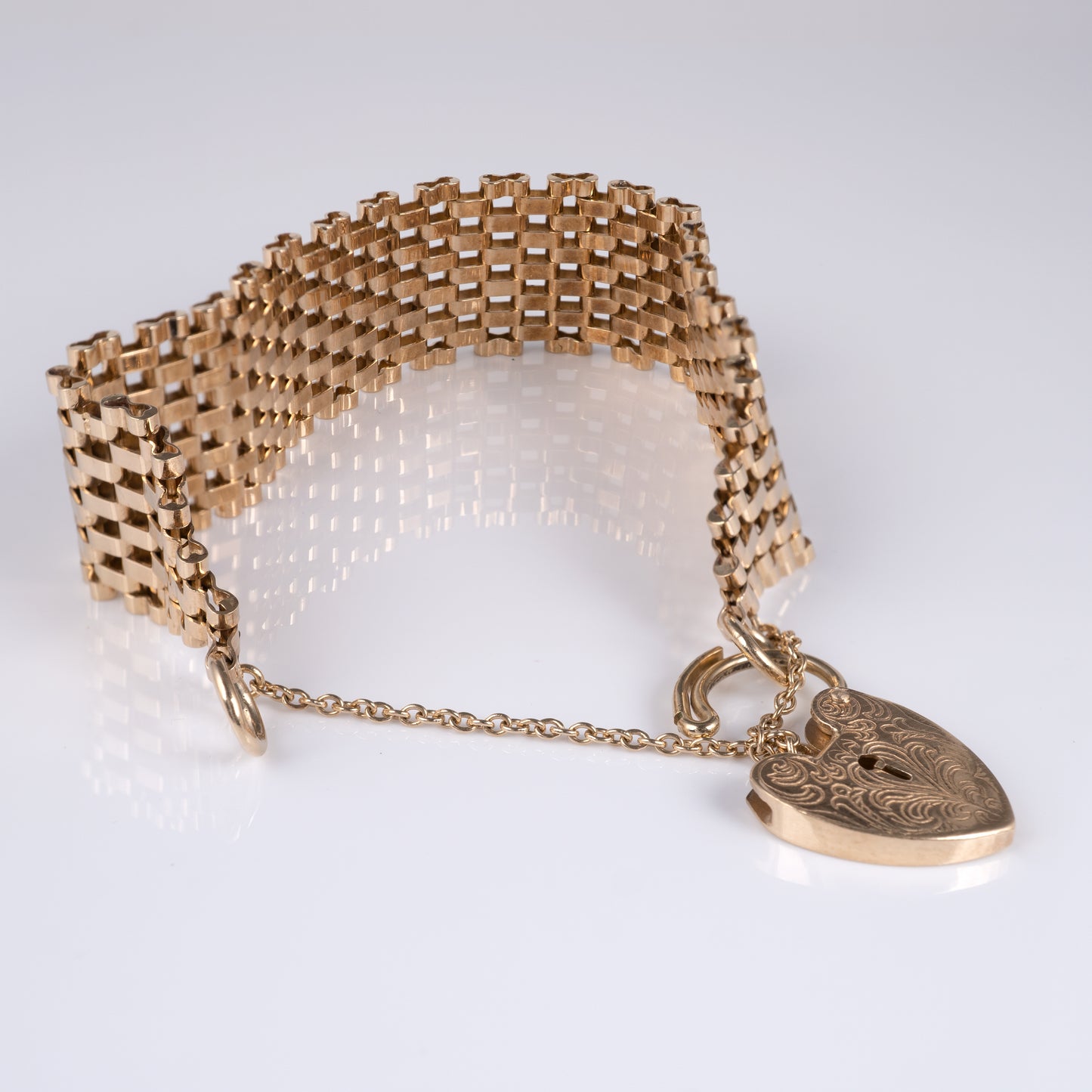 Vintage 9ct Yellow Gold Six Bar Padlock Gate Bracelet - Hunters Fine Jewellery