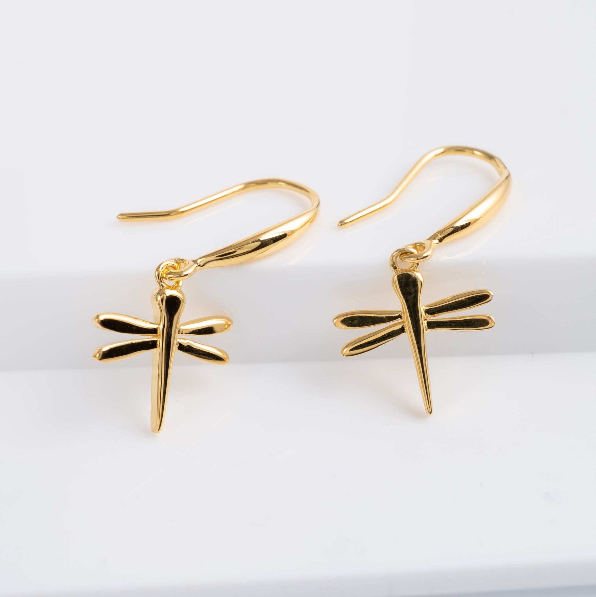 dragonfly earrings gold vermeil