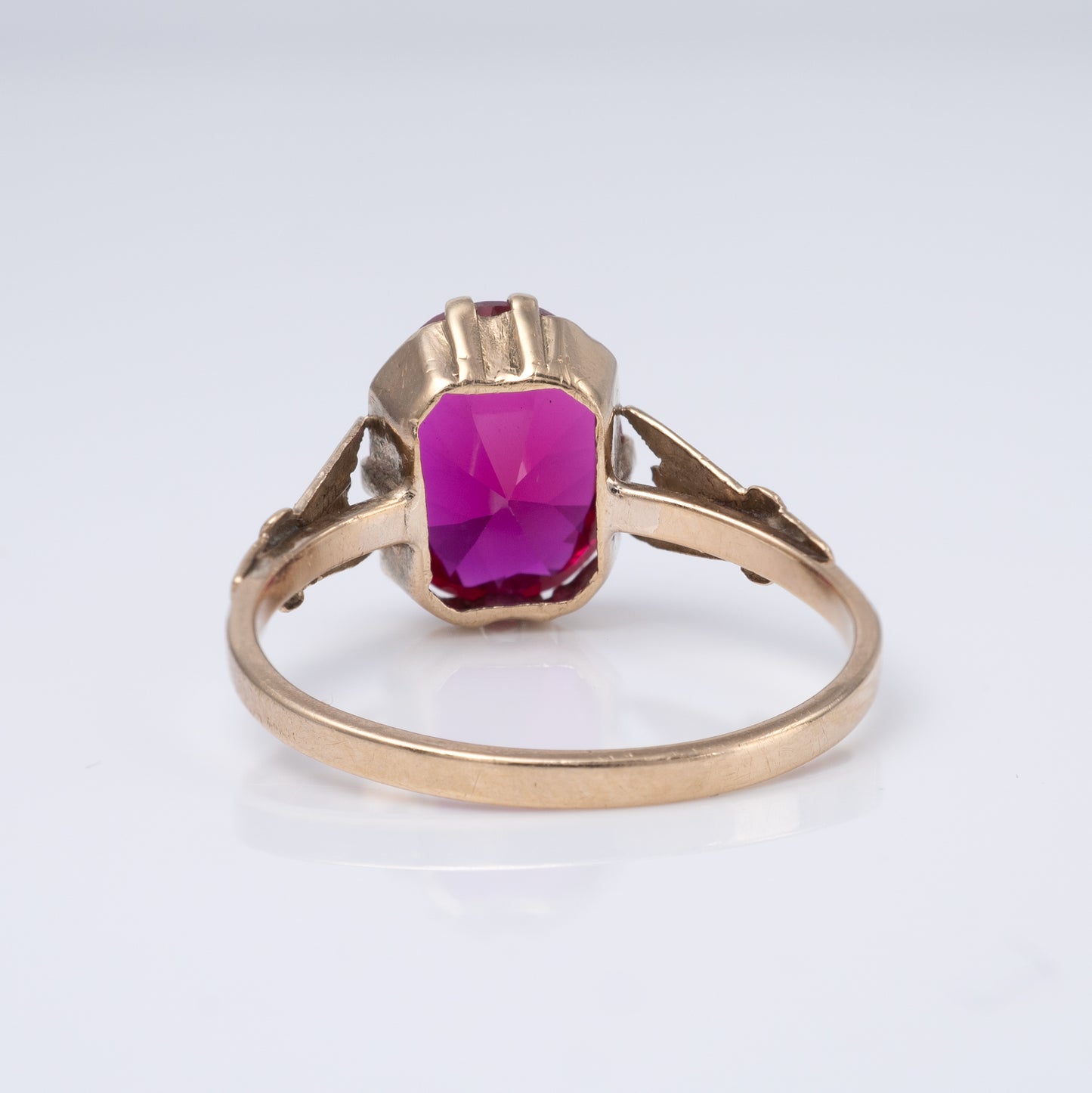 Vintage Lab Ruby Oval Solitaire Ring 9ct Gold - Hunters Fine Jewellery