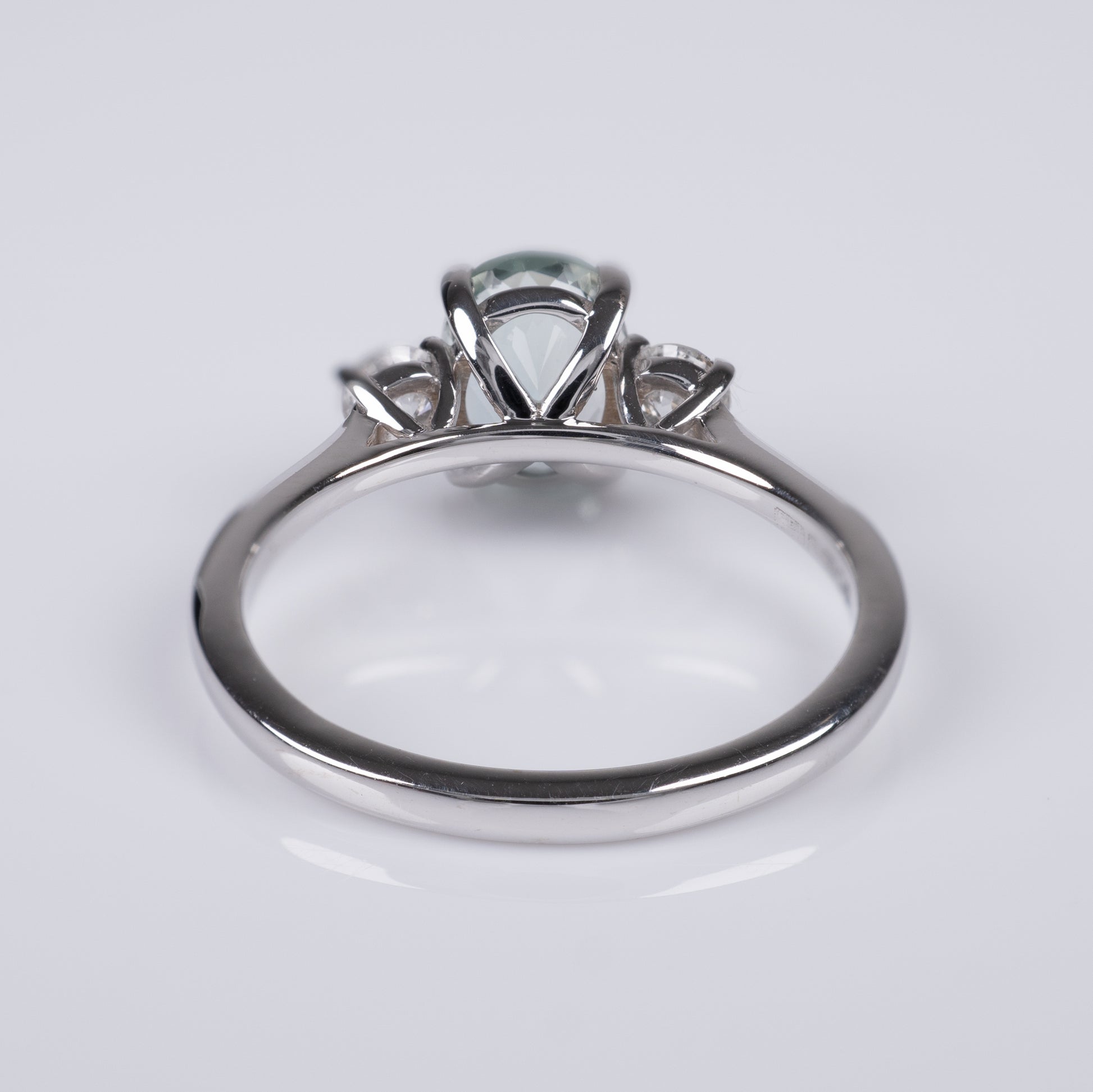 Aquamarine & Diamond Three Stone Ring 18k White Gold-Gemstone Rings-Hunters Fine Jewellery