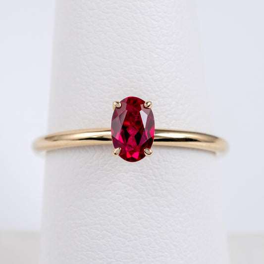 lab ruby ring yellow gold