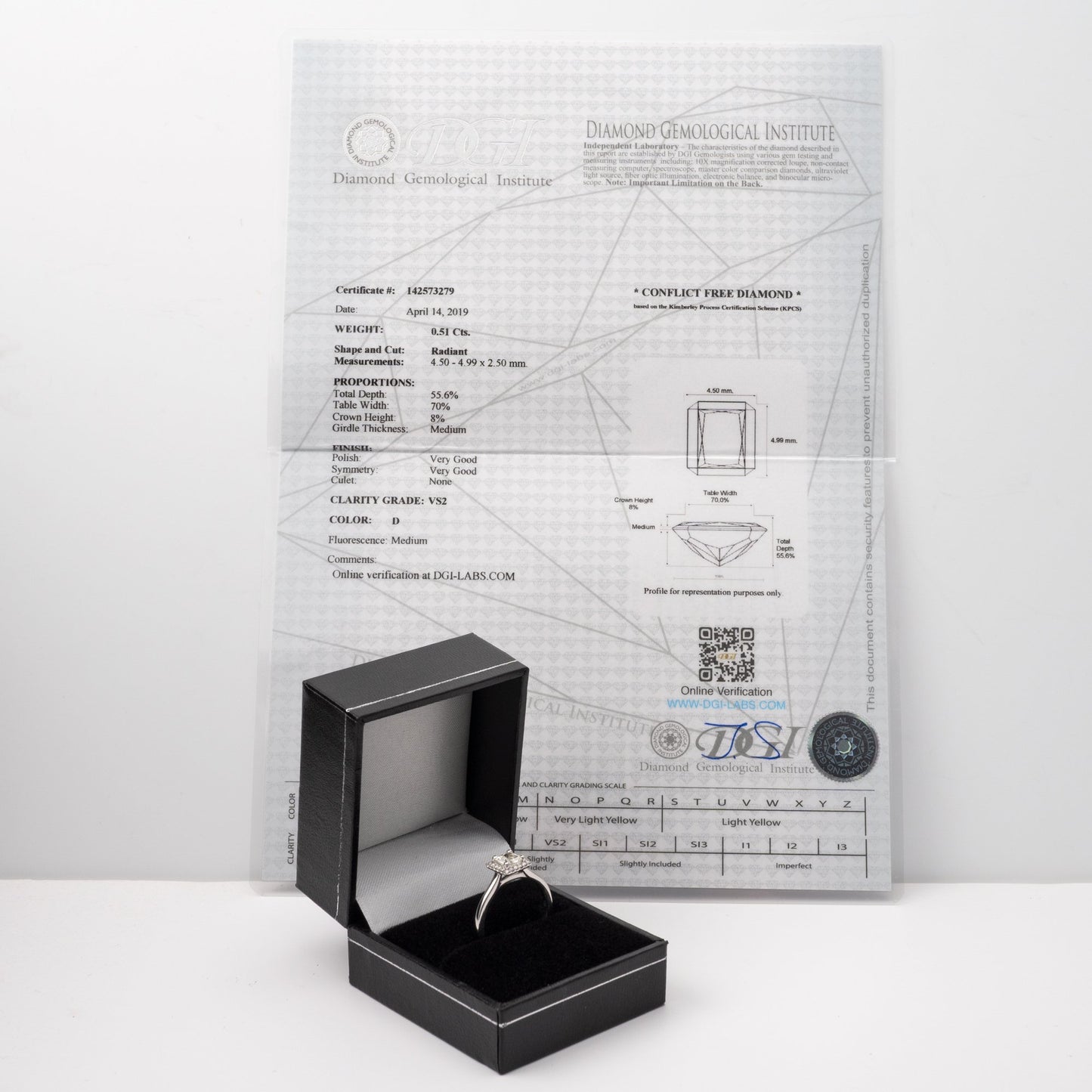 Certified Radiant Cut Diamond Halo Ring 18K White Gold Hallmarked-Diamond Rings-Hunters Fine Jewellery