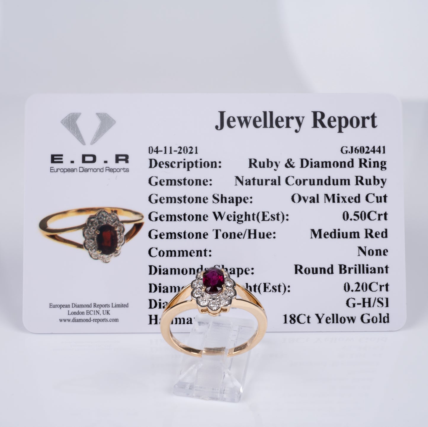 Fine Quality Certified Ruby Diamond Halo Ring 18K Gold-Gemstone Rings-Hunters Fine Jewellery