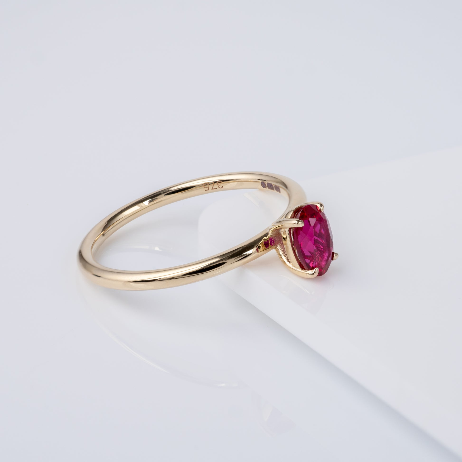 ruby solitaire ring 9ct yellow gold