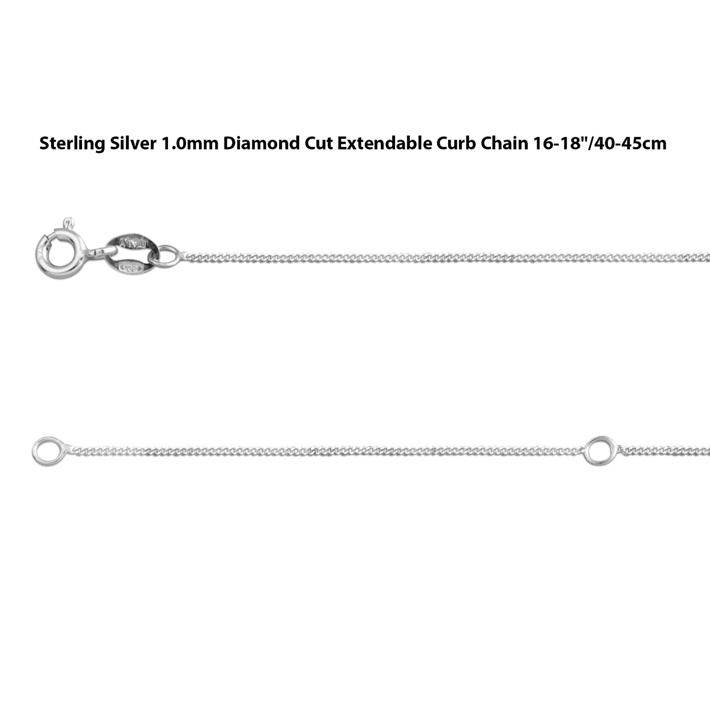 extendable curb chain sterling silver
