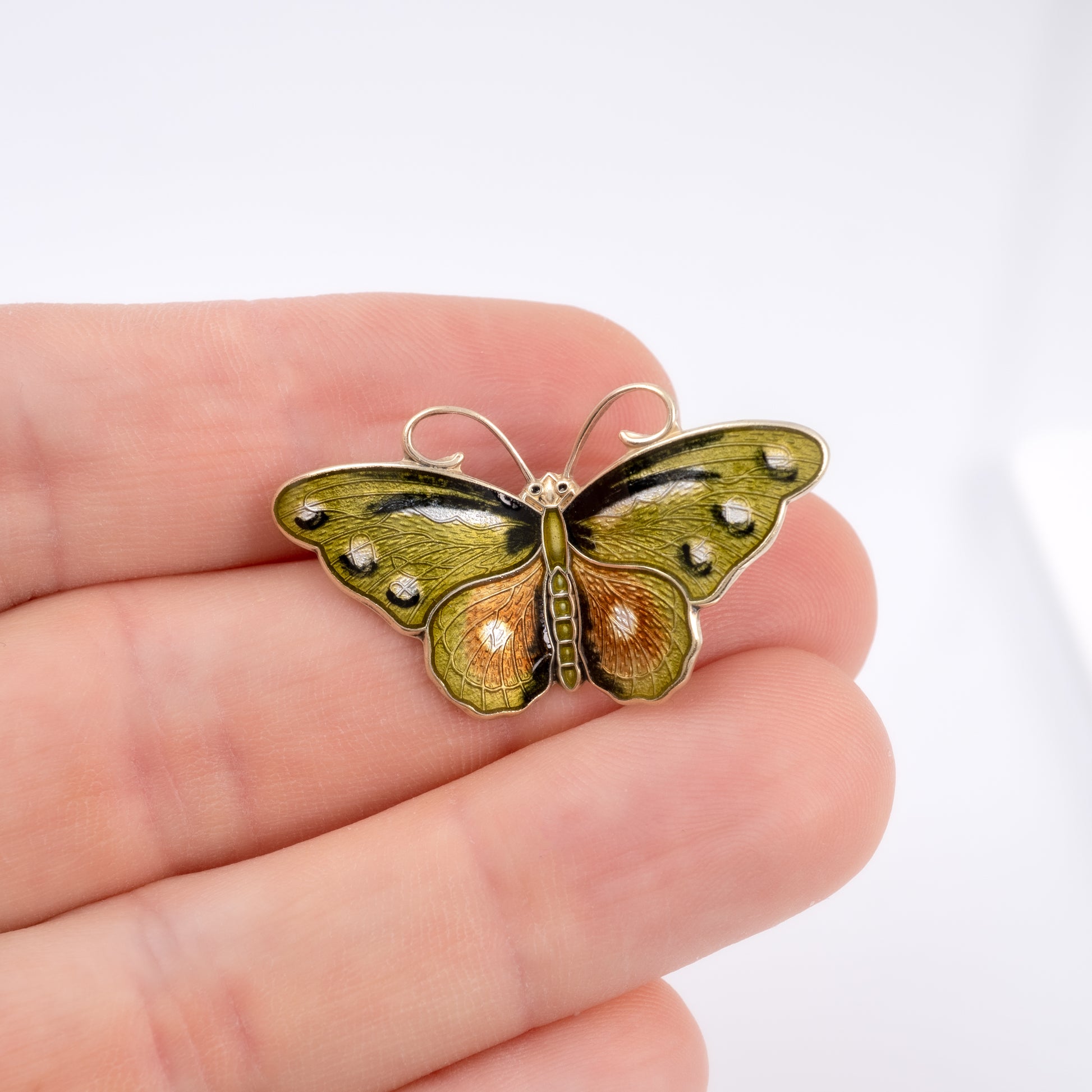 green enamel butterfly brooch