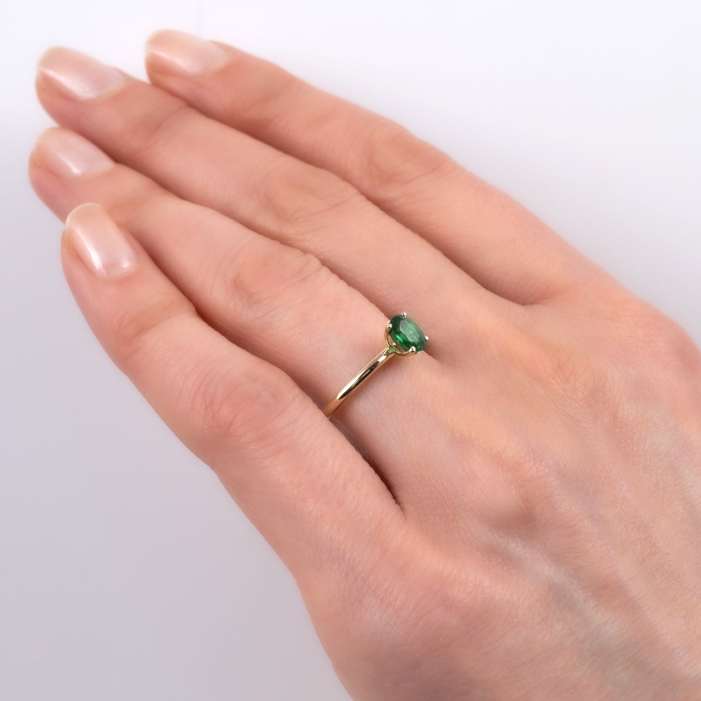 emerald stacking ring yellow gold