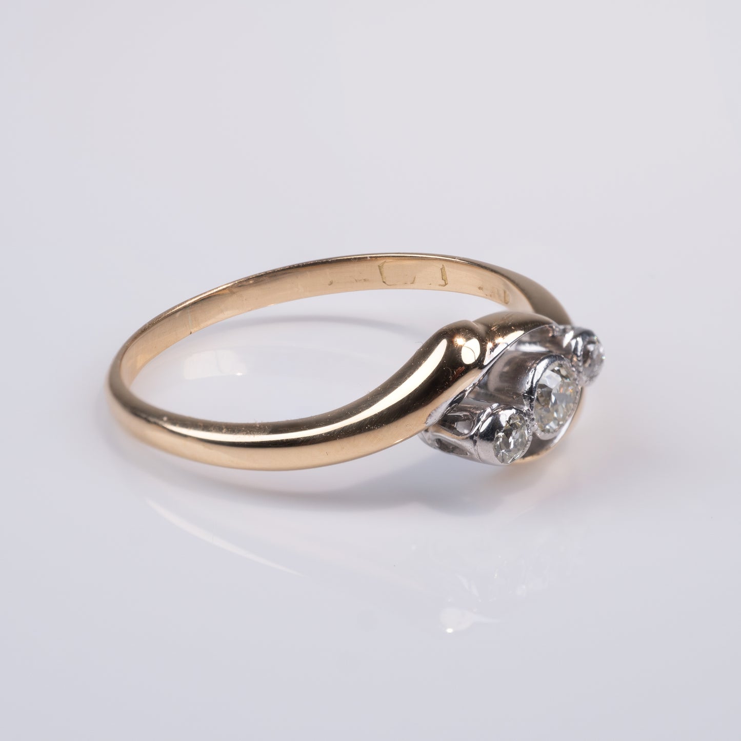 Antique 1920s Diamond Twist 18K Gold & Platinum-Diamond Rings-Hunters Fine Jewellery