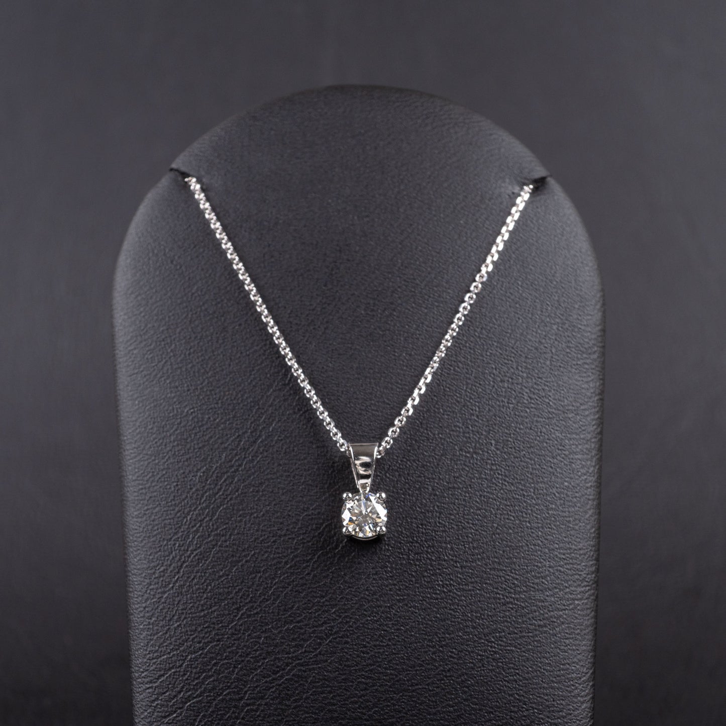 18ct White Gold 0.35ct Round Brilliant Cut Diamond Four Claw Pendant Necklace-Diamond Pendants-Hunters Fine Jewellery